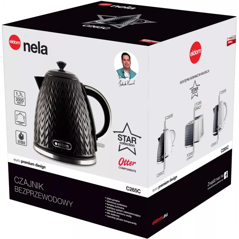 ELDOM NELA virdulys, 1,7 l, 2000 W, juodas