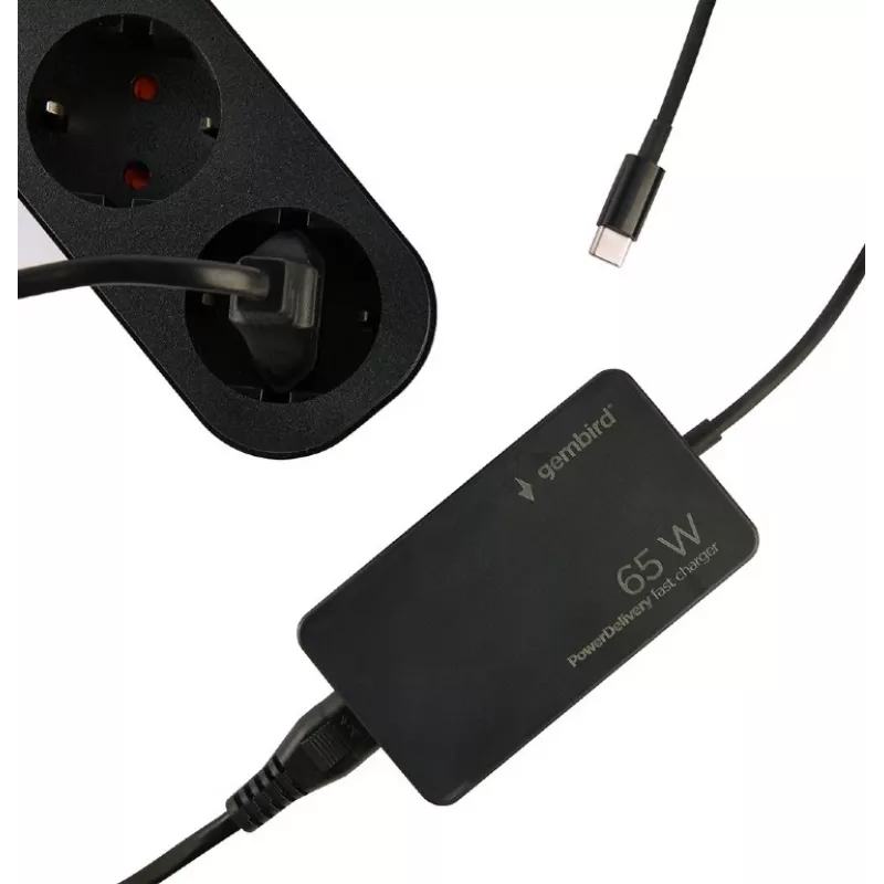 Cablexpert NPA-AC-PDQC65-01 65 W PowerDelivery GaN USB Type-C greitasis įkroviklis, juodas