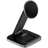 SATECHI 3-in-1 Sulankstomas Qi2 belaidis įkrovimo stovas (Space Gray) su A, C, G tipo kištukais