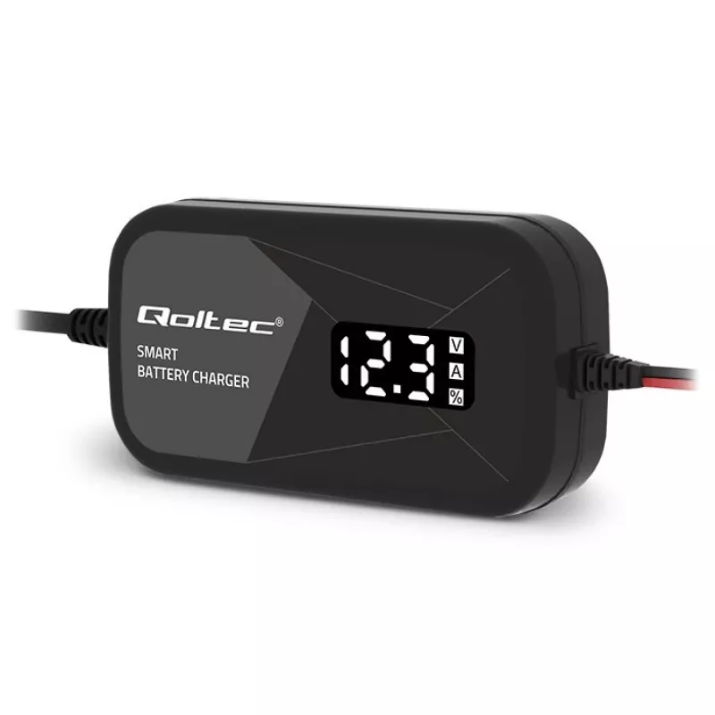 Baterijų įkroviklis QOLTEC 52492 12V 2A su mikroprocesoriniu valdymu ir elementų regeneracija
