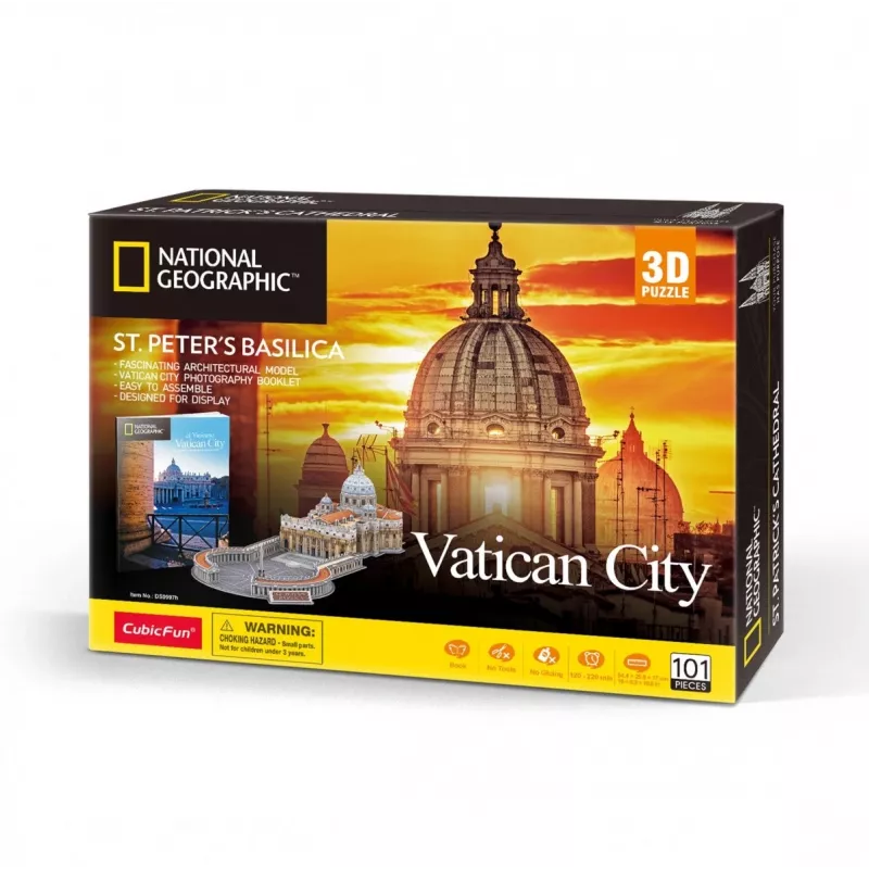 3D dėlionė Cubicfun Šv. Petro bazilika modelis 306-DS0997H, kartoniniai gabaliukai, surinktas mastelio modelis