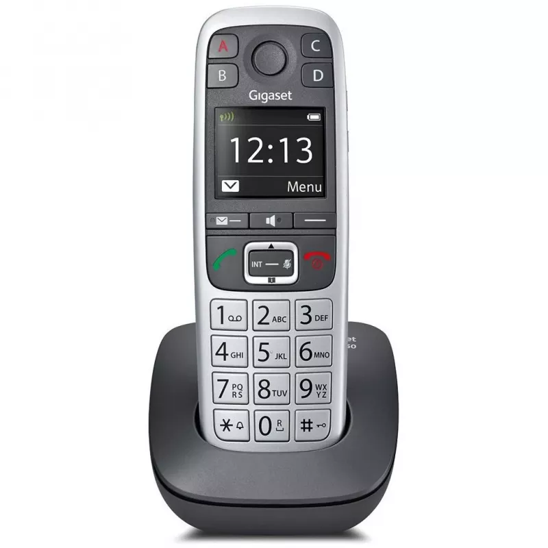 Gigaset E560 belaidis DECT telefonas su skambučio numerio atpažinimu, juodas/sidabrinis