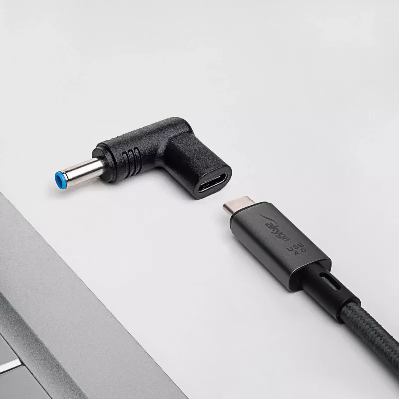 Akyga AK-ND-C09 USB-C – DC 4,5 x 3,0 mm + kaištis adapteris nešiojamojo kompiuterio įkrovimui, 18,5-20 V, 100 W, skirtas HP