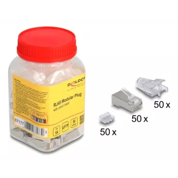 DeLOCK 67177 RJ45 kištukas sidabrinis permatomas vyriškas 50 vnt.
