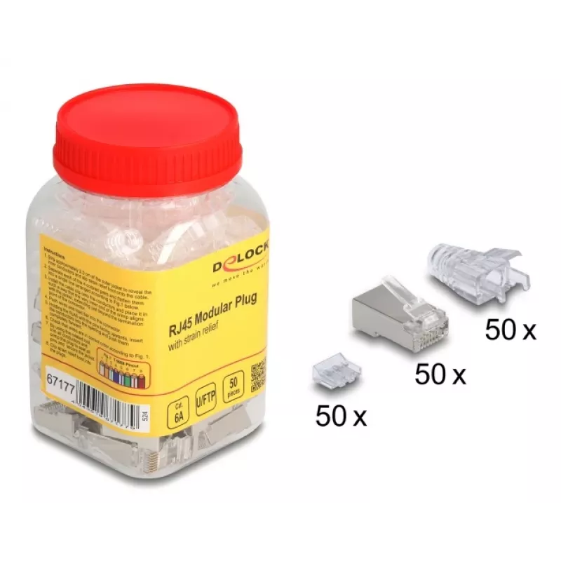 DeLOCK 67177 RJ45 kištukas sidabrinis permatomas vyriškas 50 vnt.
