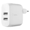 Belkin BOOST CHARGE maitinimo blokas 24 W QC 3.0 2 USB prievadai baltas WCB002VFWH
