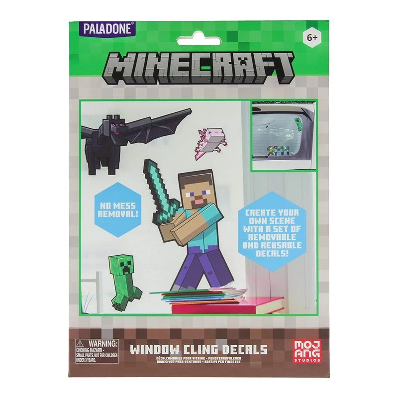 Paladone Minecraft PP13105MCF lipnūs langų lipdukai – daugkartiniai dekoratyviniai lipdukai langams ir lygiems paviršiams