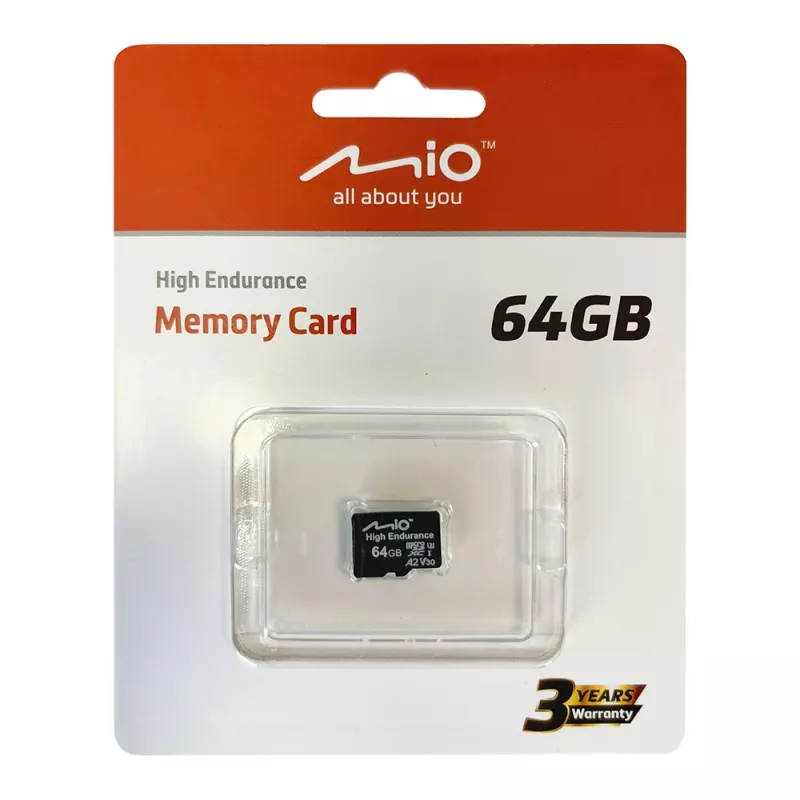 MicroSD atminties kortelė MIO Flash Memory 64GB UHS-I High Endurance nuolatiniam įrašymui