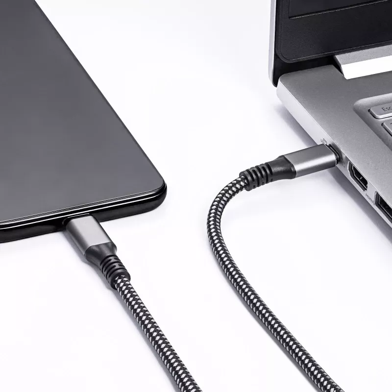 Akyga AK-USB-34 USB-C – USB-C Thunderbolt 3 kabelis, 40 Gbps, 100 W, 1,5 m, juodas