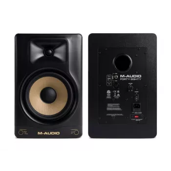 Aktyvus monitoriaus garsiakalbis M-Audio Forty Eighty, 80W, dviejų krypčių, 8 col. žemų dažnių garsiakalbis, 1,25 col. aukštų dažnių garsiakalbis, XLR/TRS įėjimai, MDF korpusas
