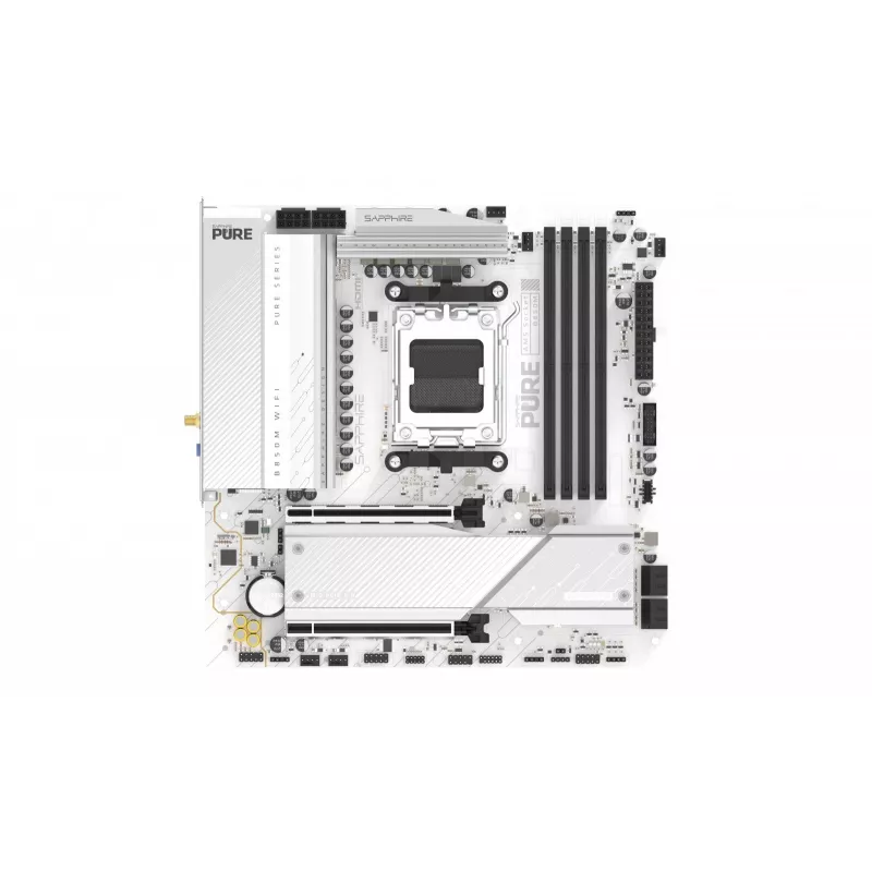 Pagrindinė plokštė Sapphire PURE B850M WIFI Micro ATX — AMD B850, Socket AM5, DDR5 iki 8000 MHz, 4 DIMM, Wi‑Fi 6, 2.5Gb LAN, 2× M.2, PCIe 5.0 x16