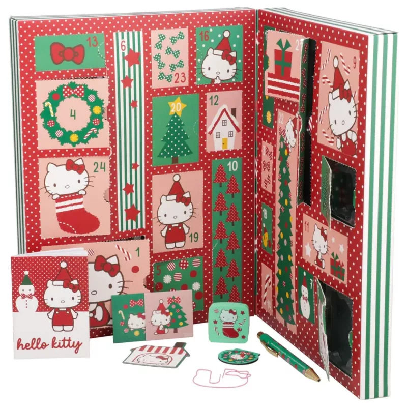 Kalendorius adventinis Paladone Hello Kitty Kanceliarinių prekių rinkinys 24 dienoms su kasdienėmis staigmenomis