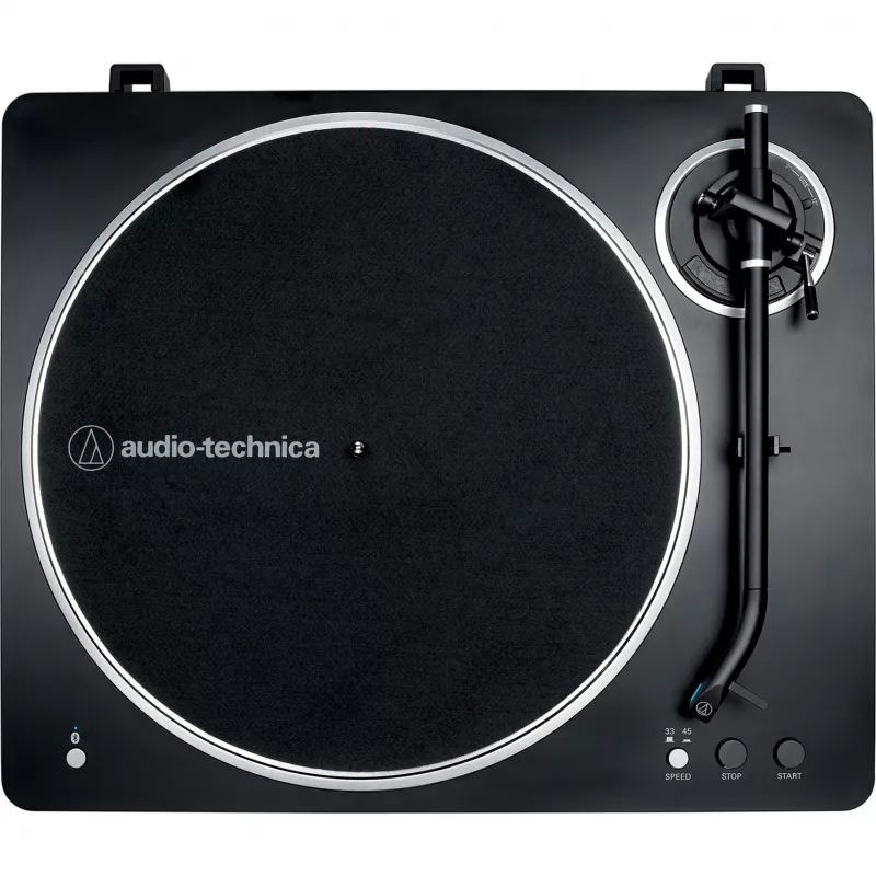 Patefonas Audio-Technica AT-LP70XBTBS, juodas/sidabrinis, visiškai automatinis, diržinė pavara, Bluetooth