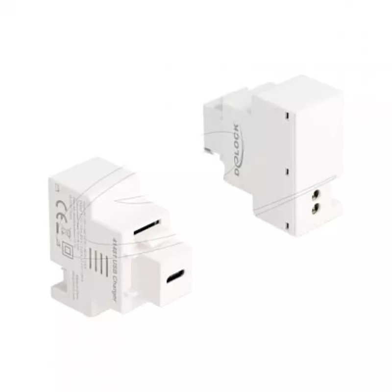 DELOCK Keystone modulis su USB-C PD 20W įkrovimo lizdu, baltas