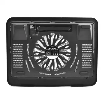 Aušinimo padėklas MEDIA-TECH MT2660 – USB nešiojamojo kompiuterio aušintuvas, 1 ventiliatorius 13,5 cm, 20 CFM, 1000 RPM, 330×250×40 mm, 327 g, foninis apšvietimas