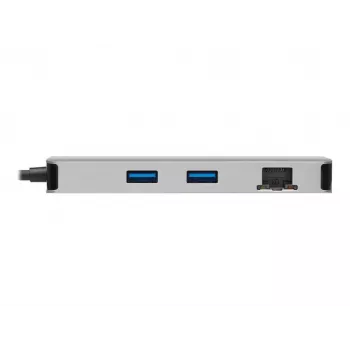 Eaton Tripp Lite USB-C Dock, dviejų ekranų dokas - 4K 60 Hz HDMI, USB 3.2 Gen 1, USB-A šakotuvas, GbE, atminties kortelė, 100W PD įkrovimas, pilka