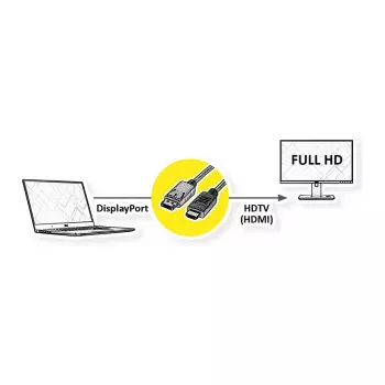 ROLINE 11.45.5781 vaizdo kabelio adapteris 2 m DisplayPort → HDMI, juodas, iš perdirbtų medžiagų