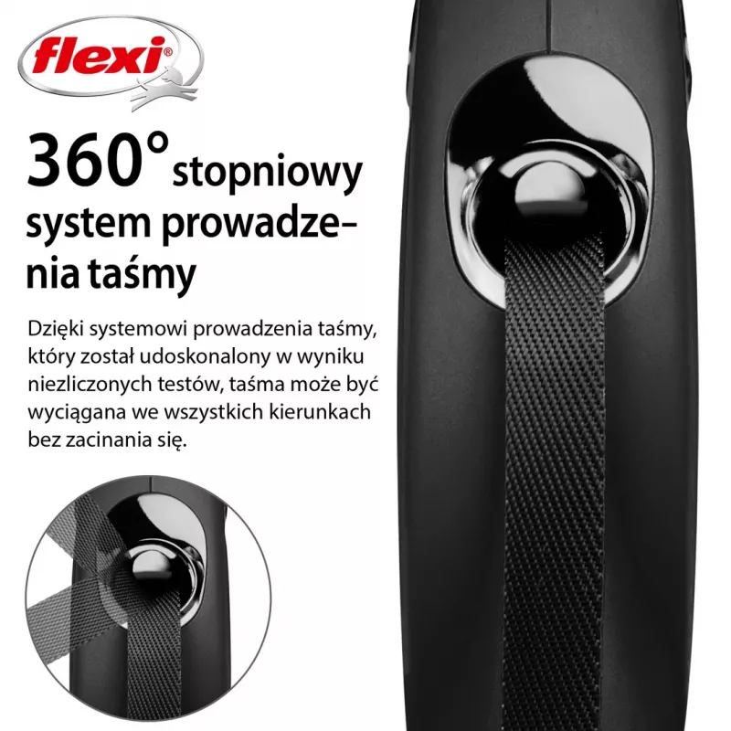 Flexi New CLASSIC 5 m Juodas Šunų Automatinis Pavadėlis