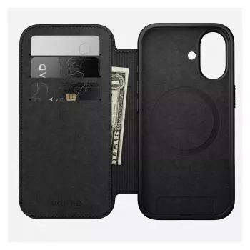 Nomad NM014209858 odinis dėklas su atvartu Apple iPhone 17, 16 cm (6,3 colio), rudas, 4 kortelių kišenės