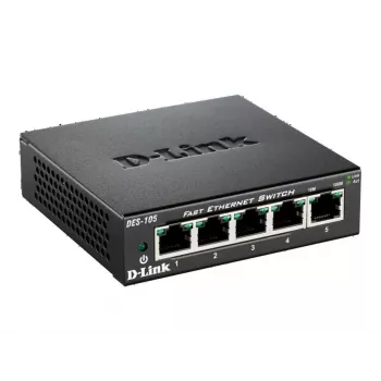 D-Link DES-105 nevaldomas L2 jungiklis, 5 prievadai, metalinis korpusas