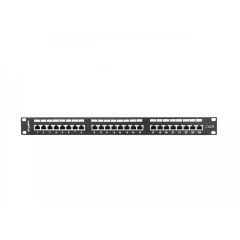 Patch panel 1U LANBERG PPS6-1024-B, 24 prievadai Cat6, metalinis, juodas, 442×114.5×44.5 mm