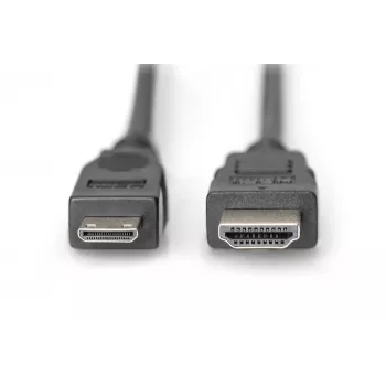 Digitus ASSMANN HDMI kabelis, Mini-HDMI (vyriškas) – HDMI (vyriškas), 3 m, dviguba izoliacija, juoda (AK-330106-030-S)