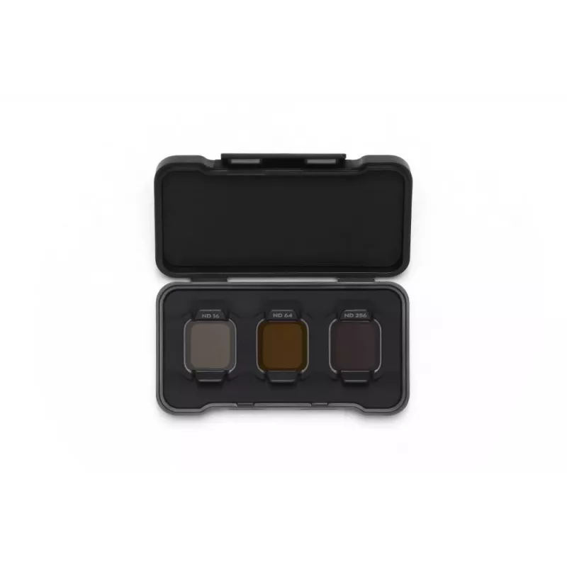 Neutralaus tankio filtrų rinkinys DJI Flip ND16 / ND64 / ND256 — trijų dalių komplektas suderinamiems DJI dronams