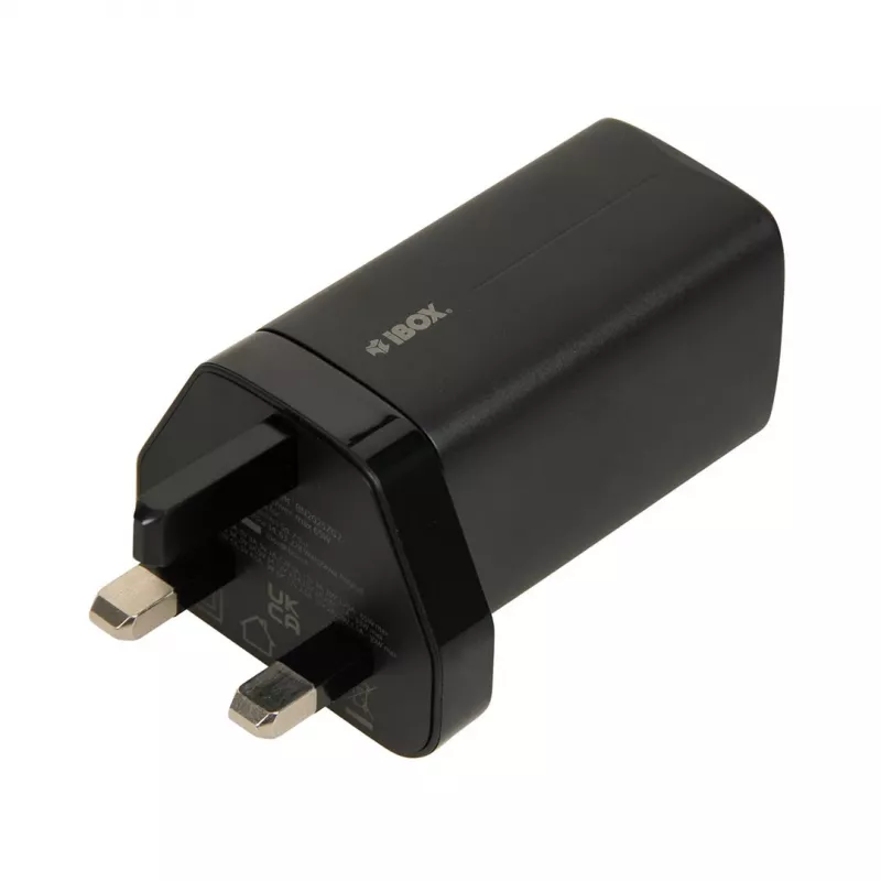 iBOX C-65 Black, universalus 65W GaN įkroviklis su UK kištuku