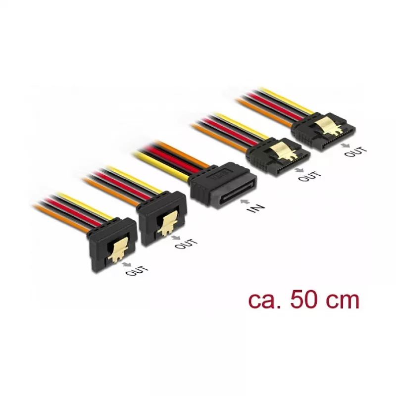Vidinis maitinimo kabelis DeLOCK 60152 0,5 m 4 x SATA 15 kontaktų