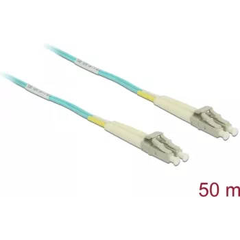 Skaidulinis šuoliukas DELOCK 80151 MMF OM3 50 m 2x LC į 2x LC, akvamarino spalva, pilnas dupleksas