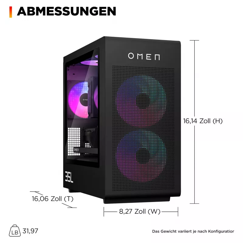 HP OMEN 35L GT16-1471ng žaidimų kompiuteris – Ryzen 7 9800X3D, 32 GB RAM, 2 TB SSD, RTX 5080, Win 11 (CH8X4EA#ABD)