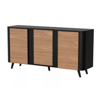 Komoda Cama Meble VOLARE 151 x 39 x 75 cm, juoda/riešutas, medžio drožlių plokštė