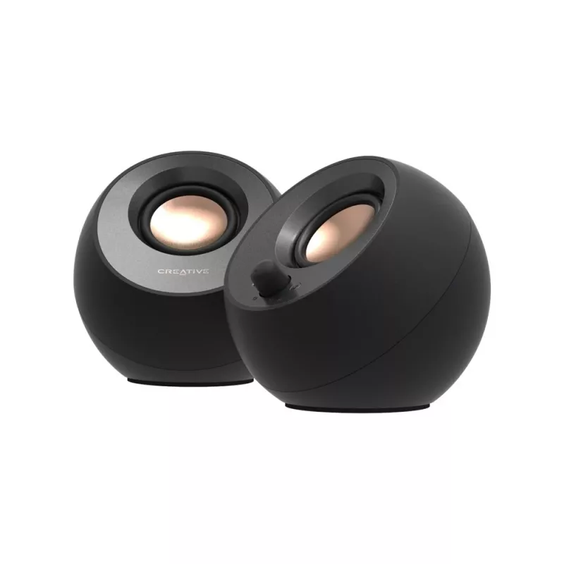 CREATIVE Pebble V3 minimalistiniai 2.0 USB-C staliniai garsiakalbiai su USB garsu, Clear Dialog, Bluetooth 5.0, 8W RMS (16W maks.)
