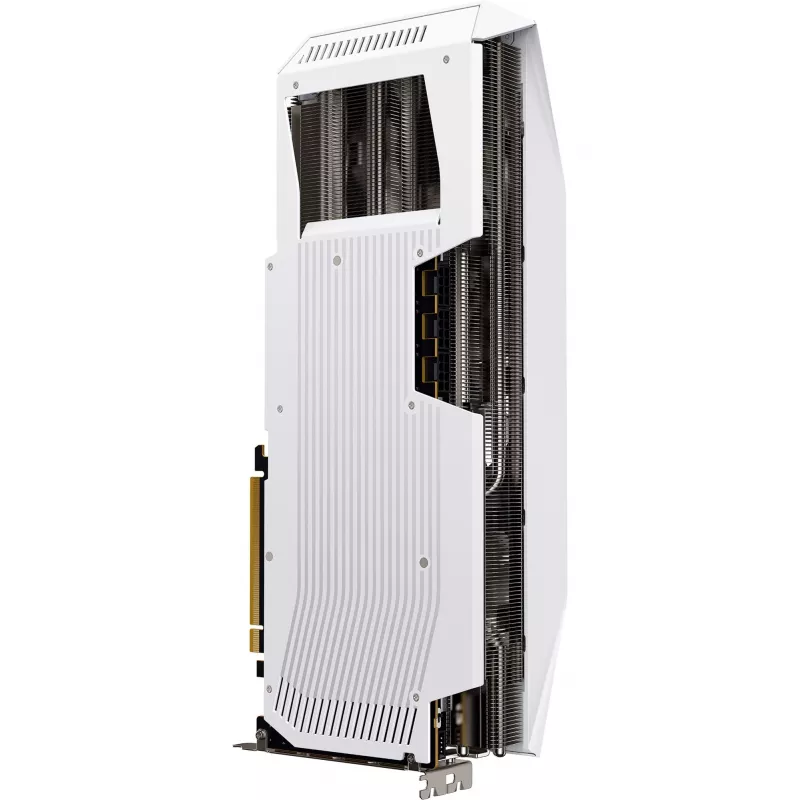 Vaizdo plokštė XFX Radeon RX 9070 XT – 16 GB GDDR6, 256 bitų, PCIe x16, 3 ventiliatoriai, balta, 360 mm