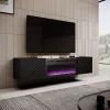TV spintelė Cama Meble ONDA su elektriniu židiniu 1805×400×580 mm, juoda, medžio drožlių plokštės viršus (stovinti arba montuojama ant sienos)