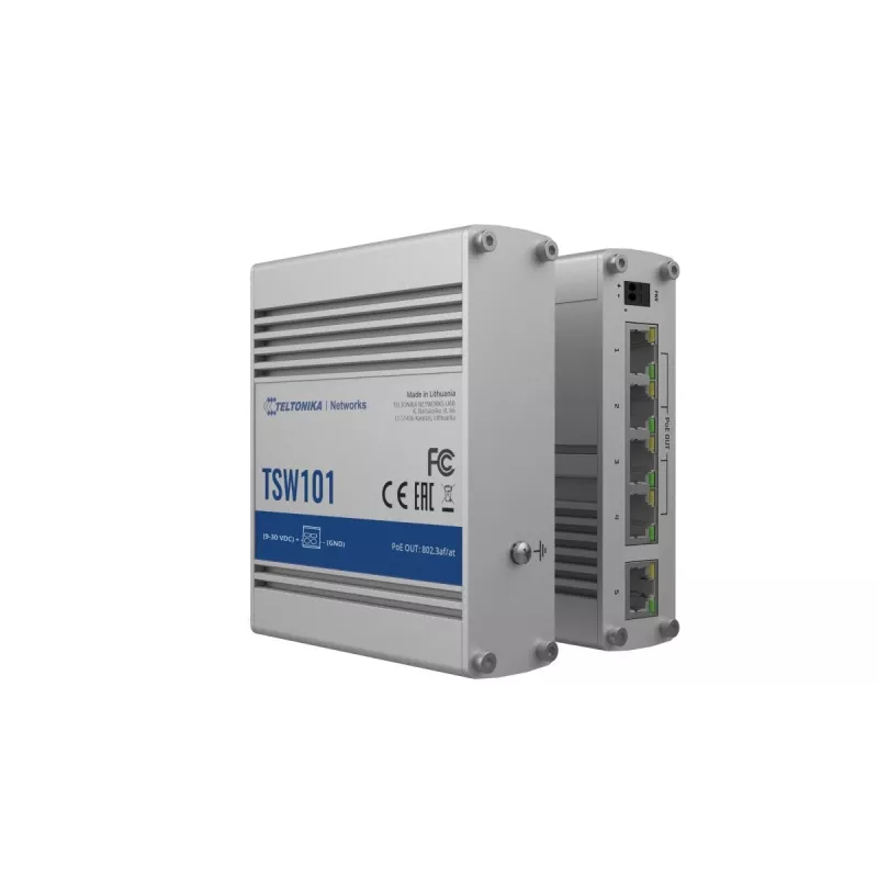Teltonika TSW101 jungiklis 5xGbE Ethernet 4xPoE+