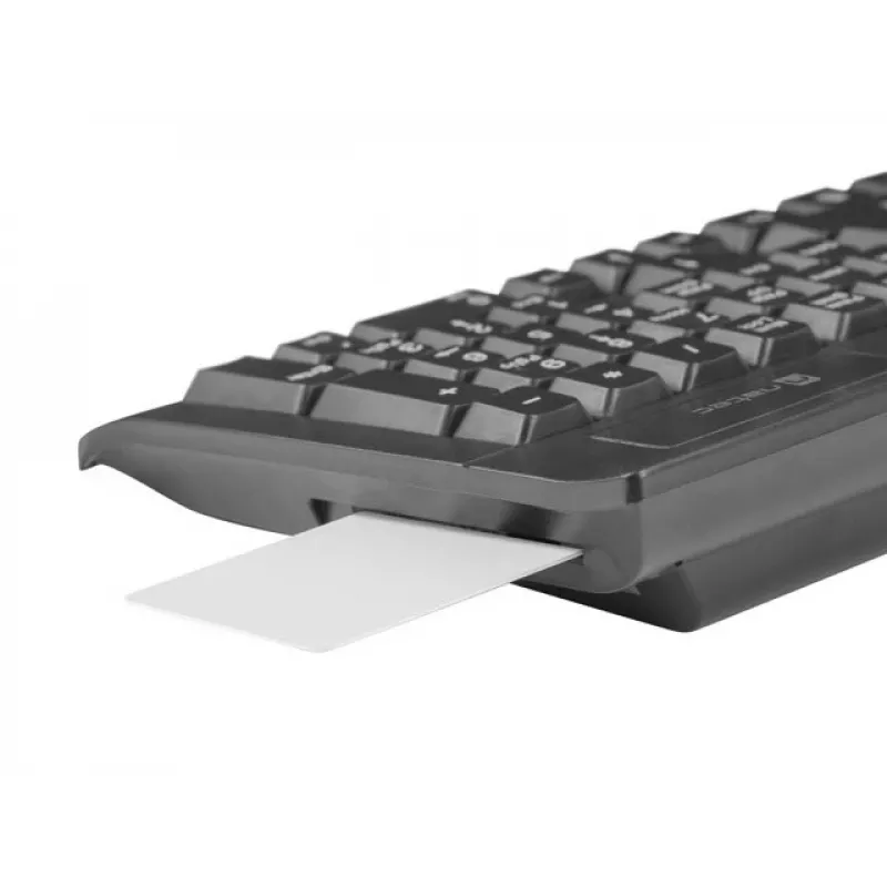 NATEC Moray ES laidinė pilno dydžio klaviatūra su USB, ispanišku QWERTY išdėstymu, 105 klavišais, ID kortelių skaitytuvu, 1,5 m laidu, juoda