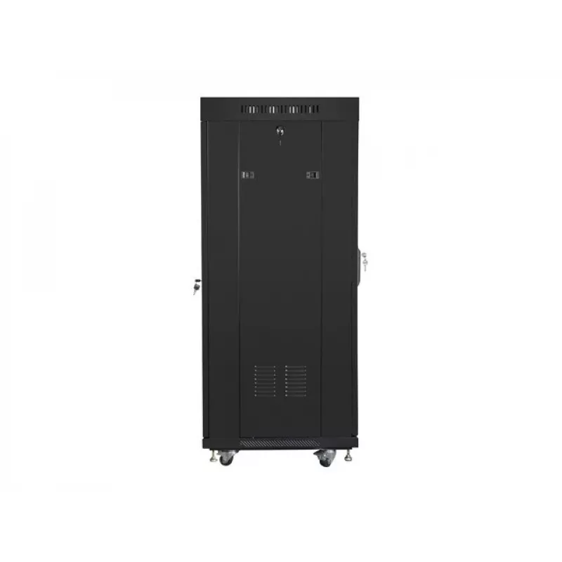Laisvai pastatomas stovas LANBERG FF01-6627-12BL 19 colių 27U 600x600 mm stiklinėmis durimis, 800 kg talpa