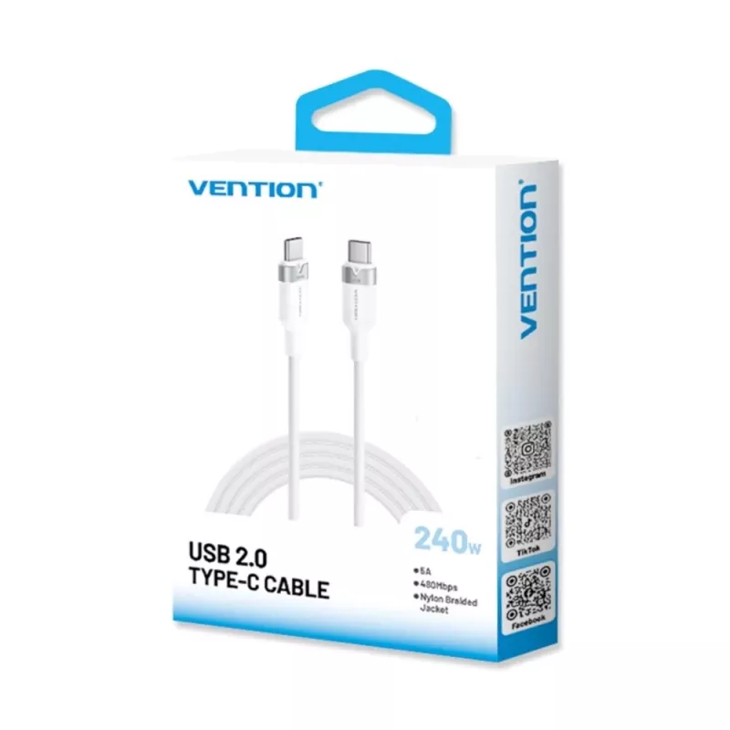 Vention USB 2.0 5A 240W 1m BK USB-C į USB-C laidas