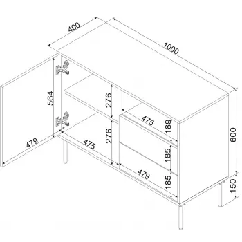 Cama 1D2S TRESSE komoda 100x40x75 kašmyro matinis