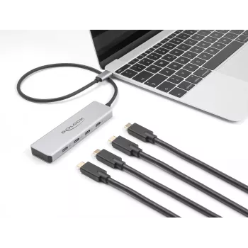 DeLOCK USB Type-C Hub 10 Gbps 4 prievadai aliuminis pilkas