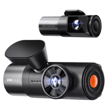 Automobilinis vaizdo registratorius VANTRUE N5 Nexus 5 – 4 kanalų, 2592×1944 pagrindinė kamera, 160° priekis/vidus, GPS, Wi‑Fi, IPS ekranas, MicroSD iki 512 GB