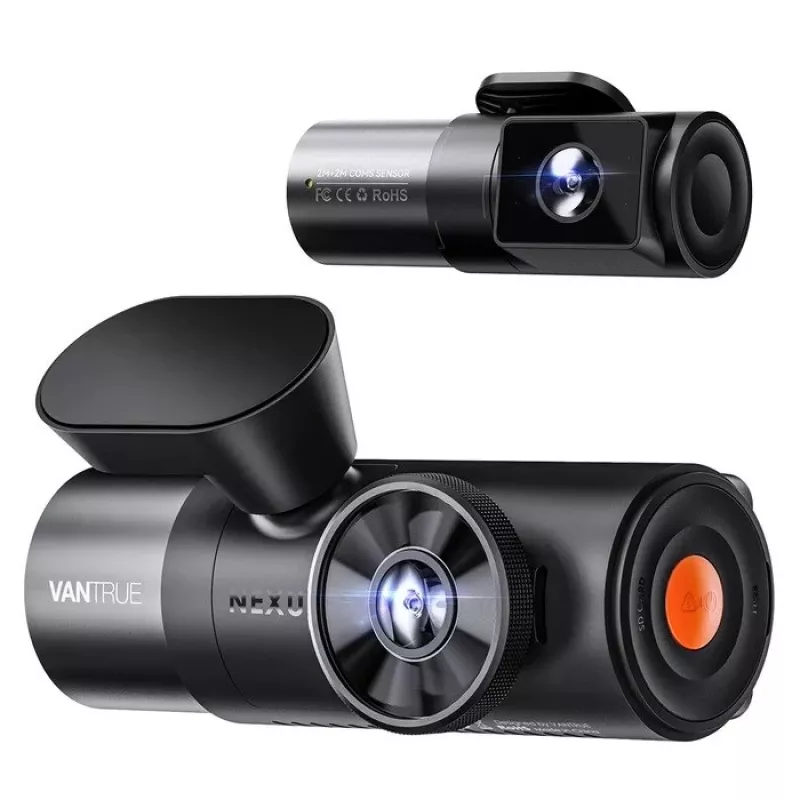 Automobilinis vaizdo registratorius VANTRUE N5 Nexus 5 – 4 kanalų, 2592×1944 pagrindinė kamera, 160° priekis/vidus, GPS, Wi‑Fi, IPS ekranas, MicroSD iki 512 GB