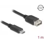 USB 2.0 laidas DELOCK 81536 — USB-C į USB-A, 1 m, juodas, auksuoti kontaktai