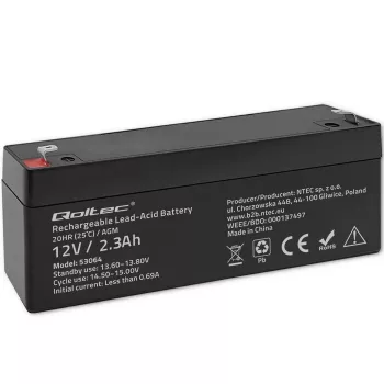 Sandari AGM baterija QOLTEC 12V 2,3Ah UPS ir atsarginėms sistemoms, maks. iškrova 34,5A