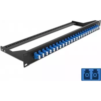 Patch panel DeLOCK 43386, 1U, 19 inch, LC, juoda/mėlyna