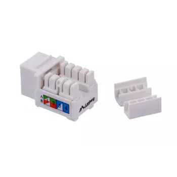 Keystone modulis LANBERG KSU6-1090, Cat6 U/UTP plokščias, RJ-45 vyriškas į LSA moterišką, AWG 22/26, 14,5×16,1 mm, baltas