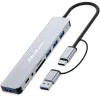 QOLTEC USB-C centras 4x USB + SD/TF kortelių skaitytuvas modelis 53794