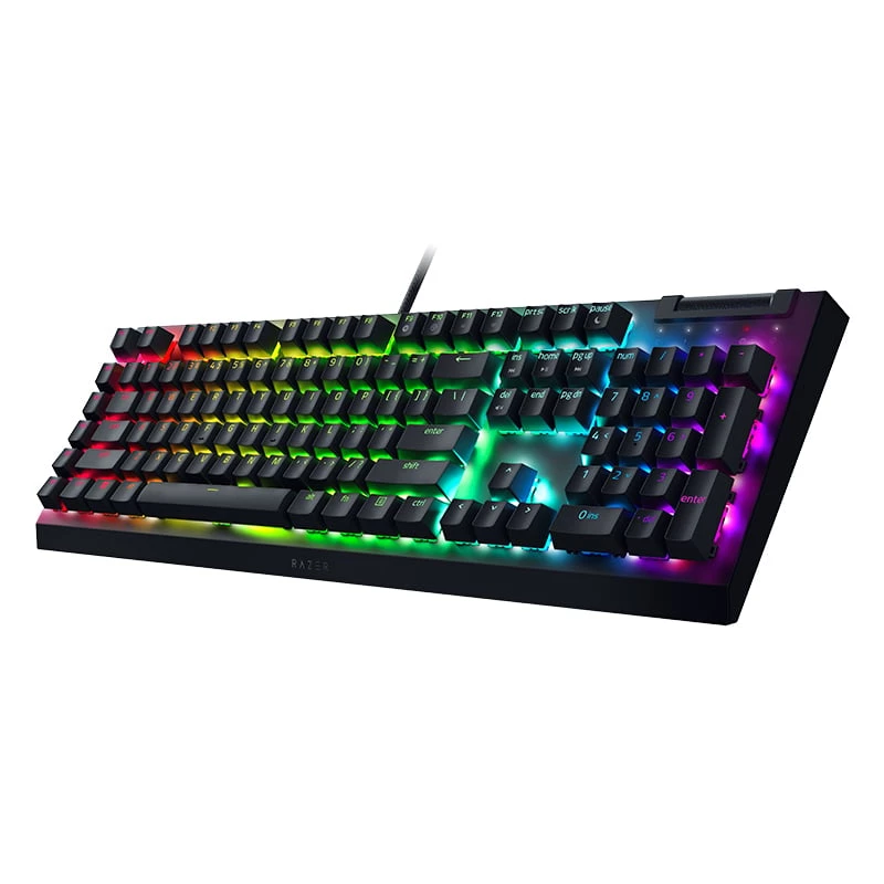Razer BlackWidow V4 X mechaninė žaidimų klaviatūra, geltoni jungikliai, JAV išdėstymas, laidas, juoda