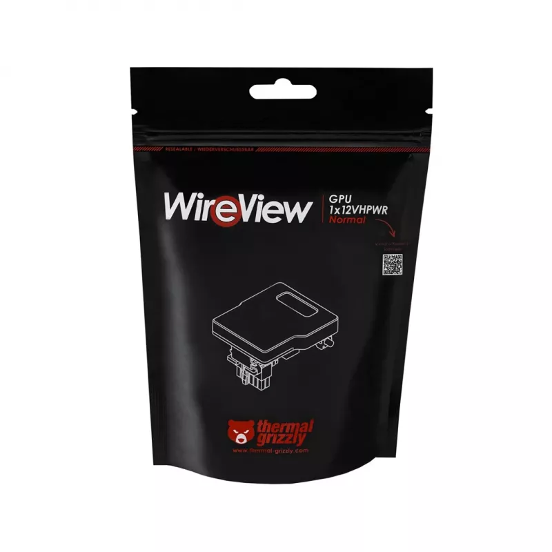 Thermal Grizzly WireView GPU 1x12VHPWR Reversed Juodas – Energijos stebėjimo adapteris